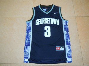 Maillot De Basket NCAA Georgetown University Allen EzailIverson 3 Bleu Fonce